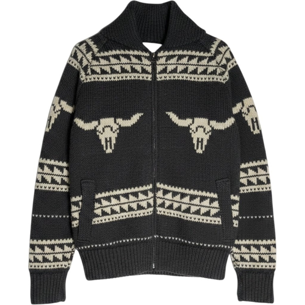 Schott Bros Vintage Cowichan Style Zip Sweater L Dark Academia Indie Knit *Flaw*